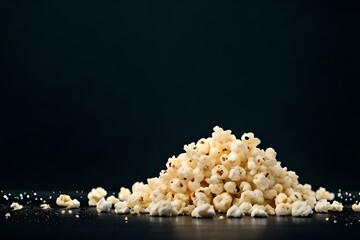 popcorn on black background generativeAI