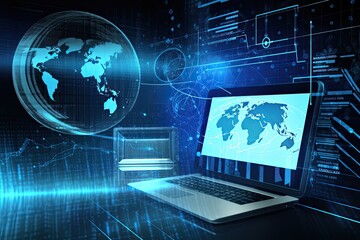 Fototapeta premium computer network, system connections and interent 