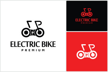 Bicycle Chain with Thunder Bolt Power for Vintage Retro Hipster Electric Bike Icon Logo Vector Design
