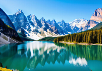 a beautiful landscape view of lake having mountain in background ,ai generative, generative, ai.