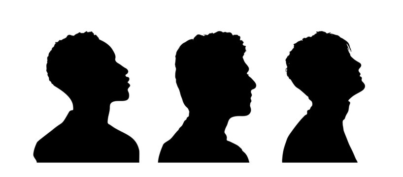 Vector set portrait man silhouette isolated vector.
