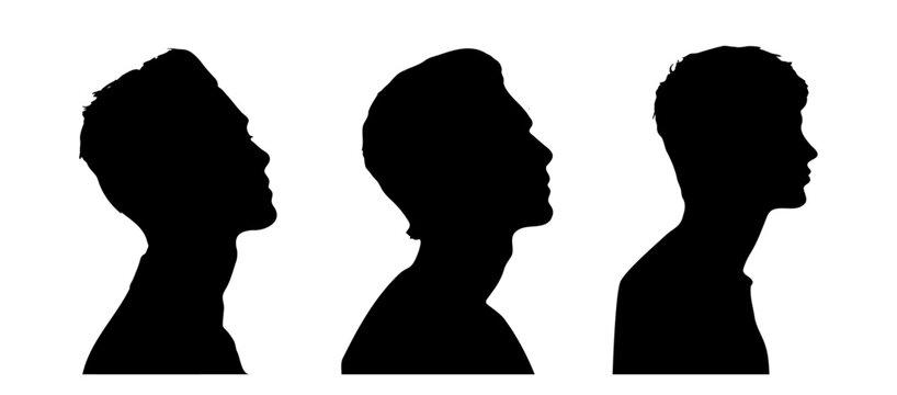 Vector portrait man silhouette set isolated vector