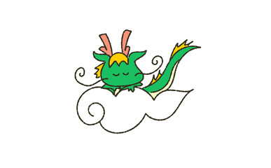 雲の上で眠る辰のイラスト