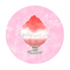 かき氷のアイコン　キラキラピンク