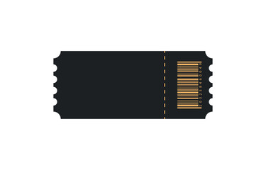 Blank ticket or coupon with barcode, vector template with copy space isolated on white background. event, air plane, train, circus, sport, football invitation illustration