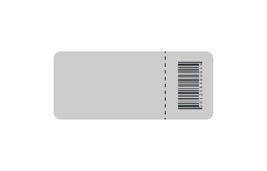 Blank ticket or coupon with barcode, vector template with copy space isolated on white background. event, air plane, train, circus, sport, football invitation illustration