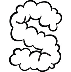Vector illustration doodle alphabet smoked cloud isolated on white background