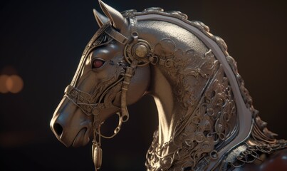 The regal presence of the anthropomorphic horse, clad in gleaming military armor, inspires awe. Creating using generative AI tools