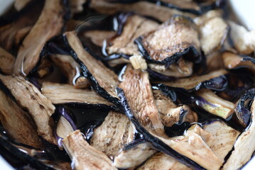 The dried strips of eggplant, aubergine, brinjal , in japan.