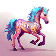 Cute cartoon horse, Generative AI