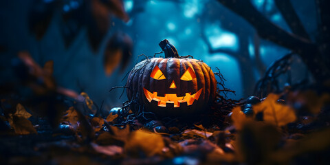 halloween pumpkin, autumn - generative AI