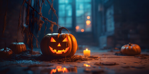halloween pumpkin, autumn - generative AI