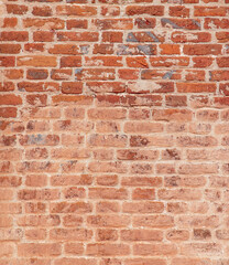 Old red brick wall texture background with copy space for text or image