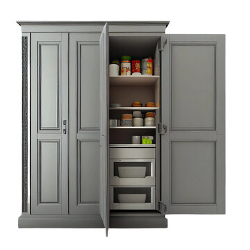 Pantry Cabinets 3d render,  isolated on transparent background