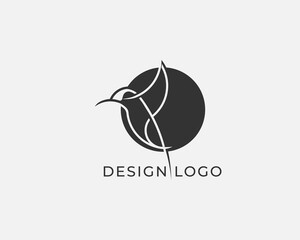 abstract hummingbird colibri bird logo line outline monoline vector icon illustration