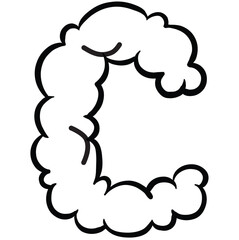 Vector illustration doodle alphabet smoked cloud isolated on white background