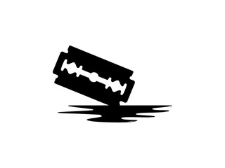 Bloody Razor Blade Silhouette, Visual Illustration for Genre Horror, Thriller, Gore, Sadistic, Splatter, Slasher, Mystery, Scary or Halloween Poster Film Movie. Vector Illustration