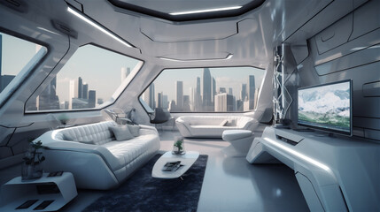 interior of  futuristic architectural interior