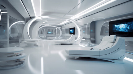 interior of  futuristic architectural interior