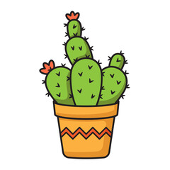 Illustration of Cactus on Pot