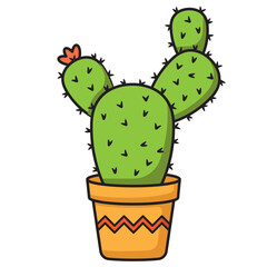 Illustration of Cactus on Pot