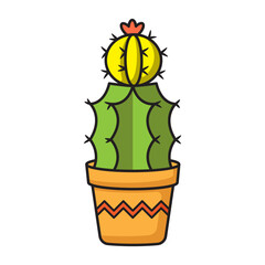 Illustration of Cactus on Pot