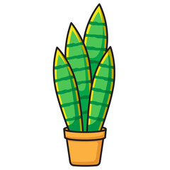 Illustration of Snake Plant on Pot