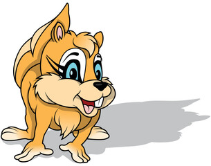 Orange Smiling Squirrel on All Four Paws