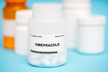 Omeprazole medication In plastic vial