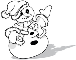 Drawing of a Snowman in a Santa Claus Costume