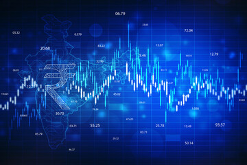 Growth of Indian stock market, Stock market graph. Abstract finance background, India Finance Background, Stock market chart, Indian Rupee symbol on financial Background