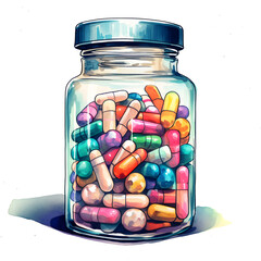 Medicine Mosaic: Pills in a jar - Generative AI