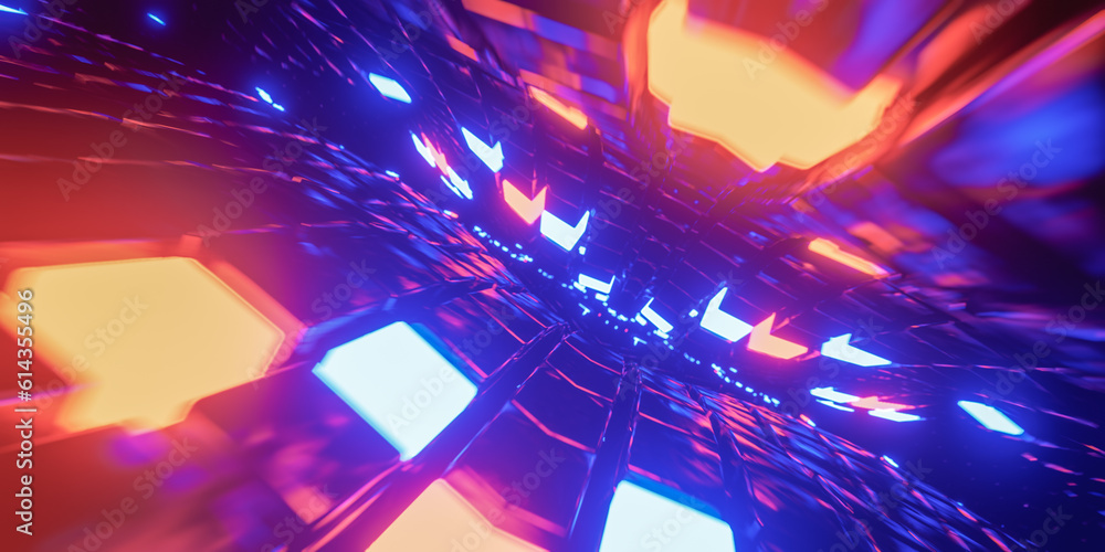Aufkleber bright glowing neon background. motion blur glowing objects. abstract background with blurred rays a