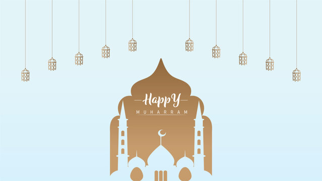 Trendy clear wallpaper poster banner design for the Islamic New Year Muharram celebration