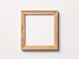 Empty wooden frame on white background. Mockup for design. Generative AI.