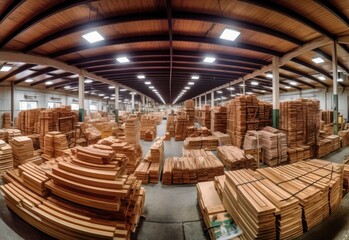 Stacked wood pine timber production for processing and furniture production at woodworking enterprise,door industrial factory.
