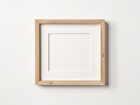 Empty wooden frame on white background. Mockup for design. Generative AI.