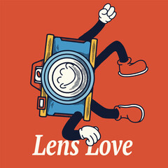 Lens Love With Camera Groovy Character Design
