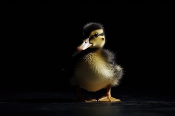 Naklejka premium Duckling with black background