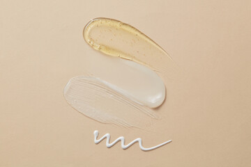 Beauty cosmetic texture smears are decorated for advertising. Hygiene, skin care product creamy texture