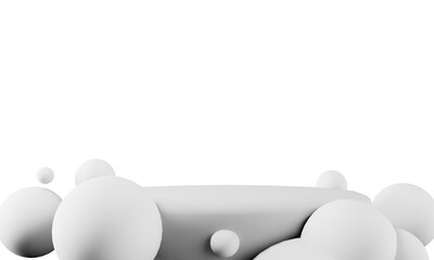 Christmas 3d style Product podium scene with flying falling white gift box with gold bow.3d illustration.	