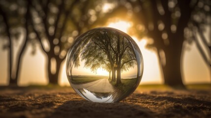 forest with crystal ball reflection