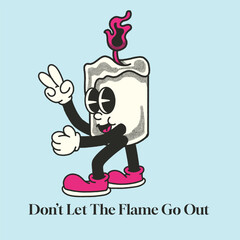 Don't Let the Flame go Out With Candle Groovy Character Design