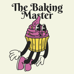 The Baking Master With Cake Groovy Character Design