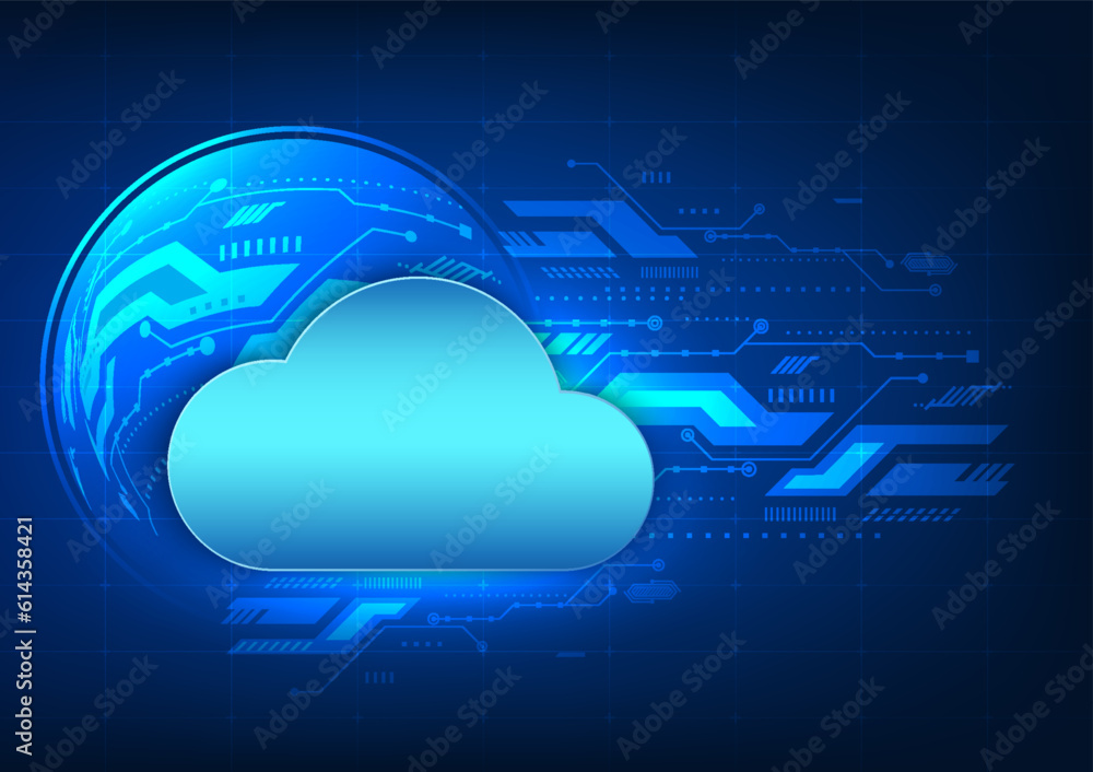 Poster technology cloud with technology circuit board the concept of sending data into the cloud system is 