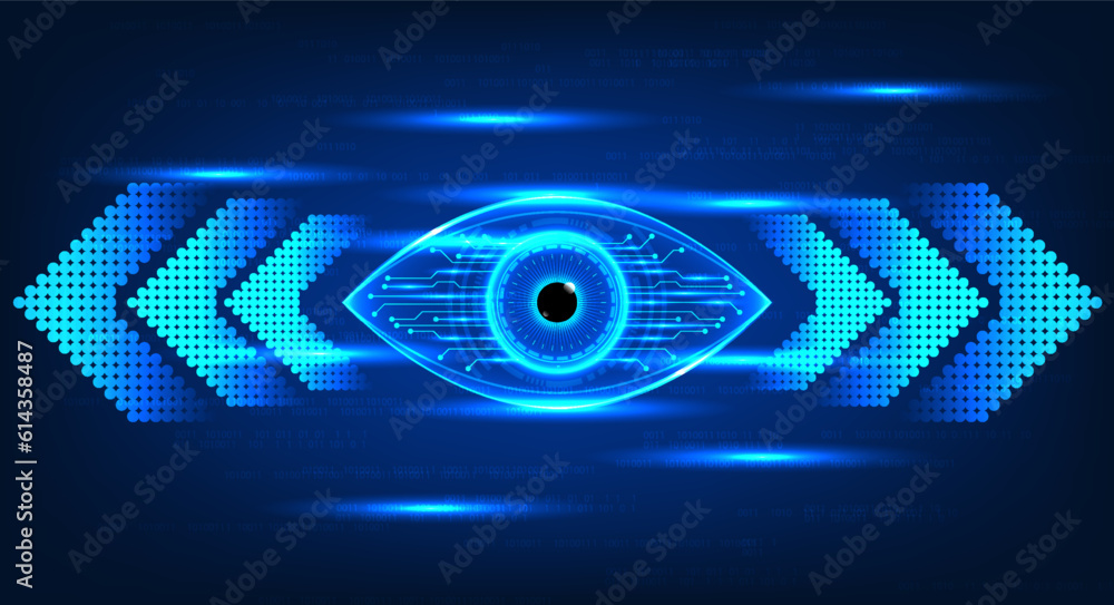 Poster eye technology with side arrows the concept of searching for information to be used in solving probl