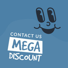 Naklejka premium Contact us for mega discount, promo banner vector