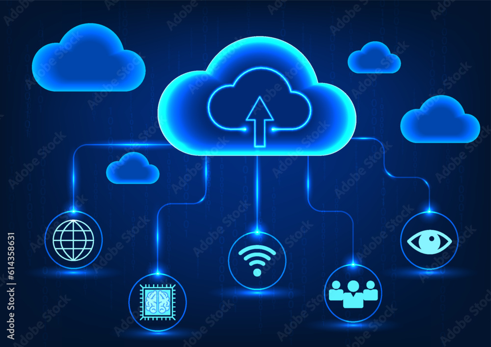 Fototapete smart technology circuit connected to cloud technology that sends data through a secure internet sys