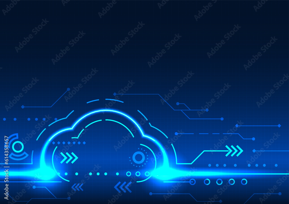 Poster technology cloud with technology circuit board the concept of sending data into the cloud system is 