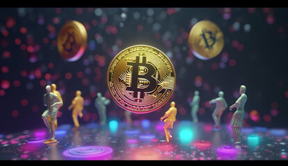 Digital coin. Bitcoin.